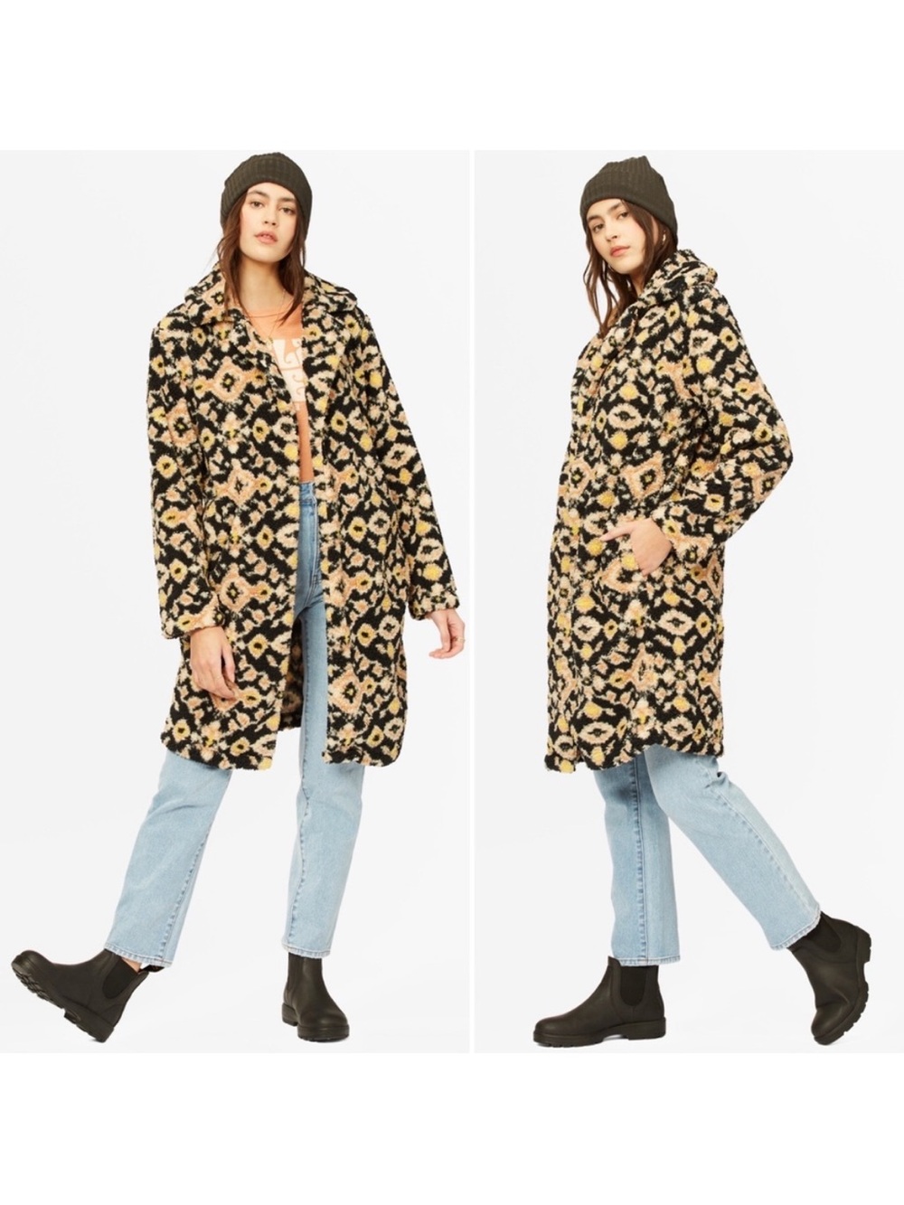Billabong Montreal Longline Jacket Womens M Flyaway Sherpa Coat